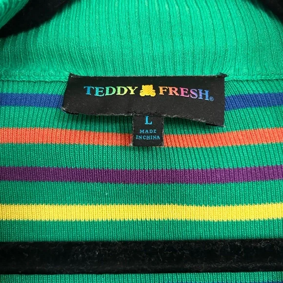 Teddy Fresh unisex colorful multi-striped half Zip-Up Sweater - Picture 5 of 5